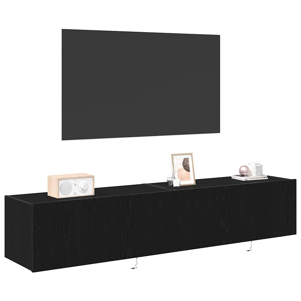 TV Wall Cabinet Black oak 80 x 35 x 31 cm Engineered wood
